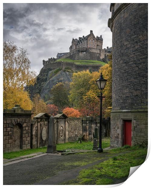 Edinburgh Castle from St Cuthberts graveyard Print by Miles Gray