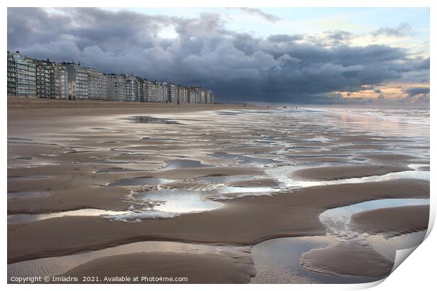 Surreal Winters Beach View, Belgian Coast Print by Imladris 