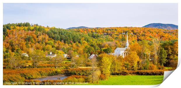 Stowe, New England in the Fall Print by Graham Prentice