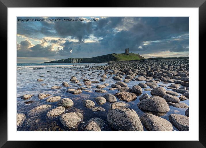 Dunstanburgh Castle from the north Framed Mounted Print by Graham Moore