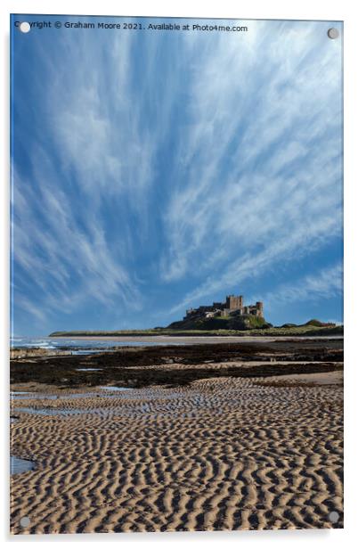 Bamburgh Castle with streaky clouds Acrylic by Graham Moore