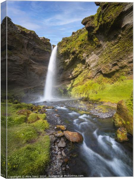 Kvernufoss Waterfall in South Iceland Canvas Print by Pere Sanz