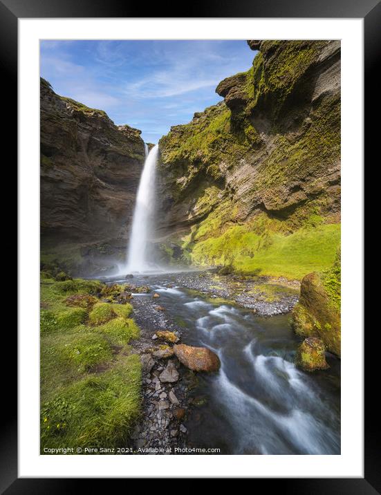 Kvernufoss Waterfall in South Iceland Framed Mounted Print by Pere Sanz