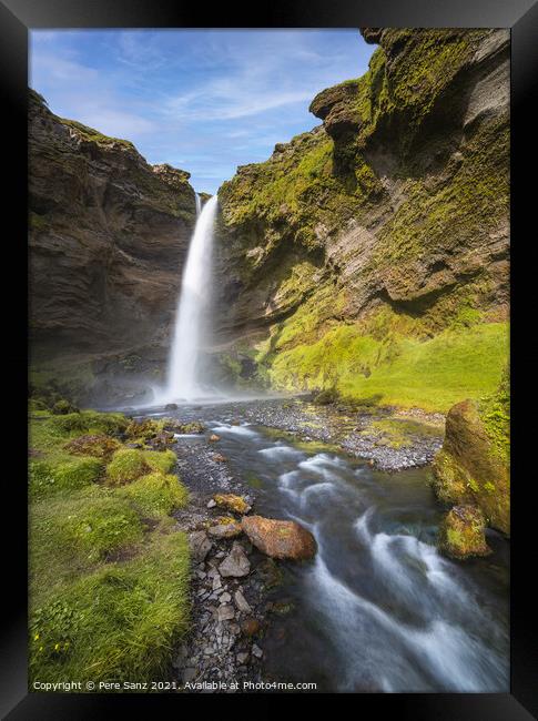 Kvernufoss Waterfall in South Iceland Framed Print by Pere Sanz