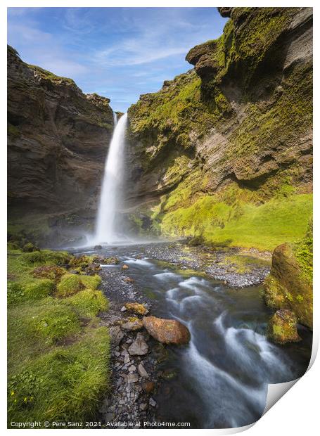 Kvernufoss Waterfall in South Iceland Print by Pere Sanz