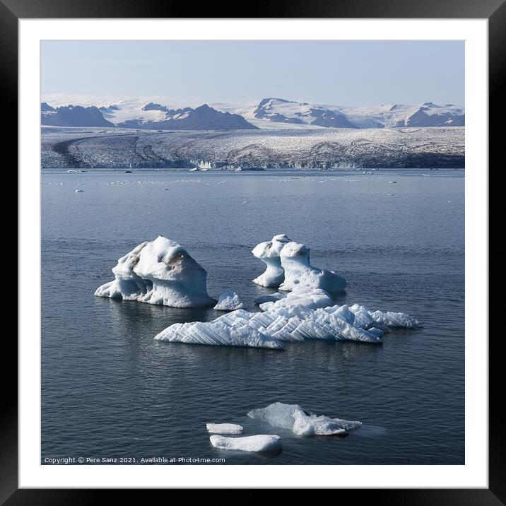 Icebergs at Jokursarlon Glacier Lagoon in Iceland Framed Mounted Print by Pere Sanz