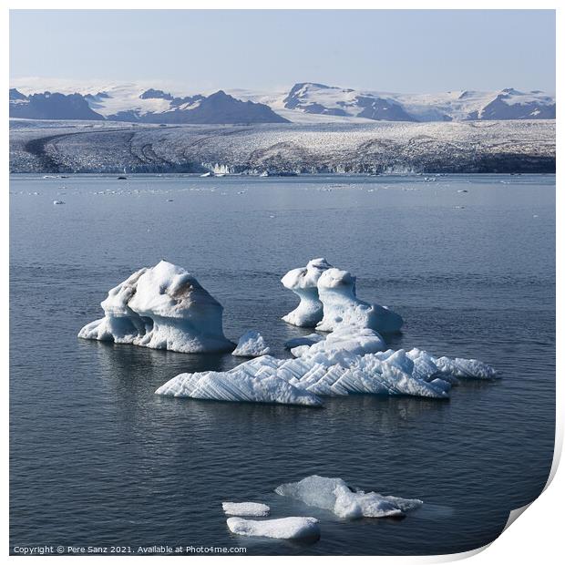 Icebergs at Jokursarlon Glacier Lagoon in Iceland Print by Pere Sanz