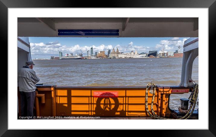 Man travels on Ferry and remembers his youth Framed Mounted Print by Phil Longfoot