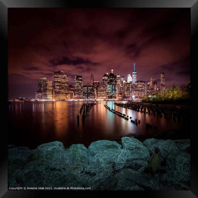 MANHATTAN SKYLINE Evening Atmosphere in New York City  Framed Print by Melanie Viola