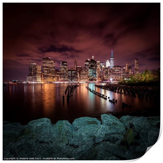 MANHATTAN SKYLINE Evening Atmosphere in New York City  Print by Melanie Viola