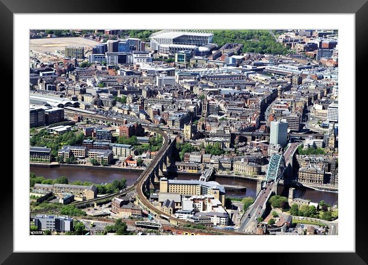 Newcastle and Gateshead Aerial view. Framed Mounted Print by mick vardy