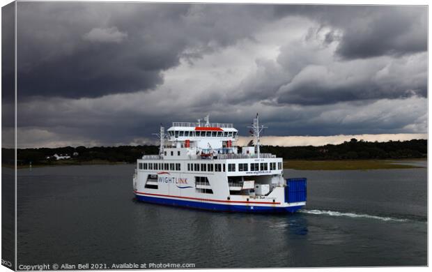 Wight Sun Ferry Under Stormy Skies Canvas Print by Allan Bell
