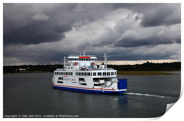 Wight Sun Ferry Under Stormy Skies Print by Allan Bell