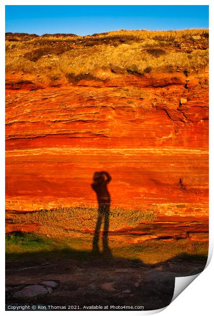 Photographer's Shadow on Sandstone Cliff Print by Ron Thomas