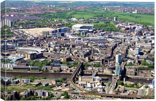 Newcastle and Gateshead an Aerial view Canvas Print by mick vardy