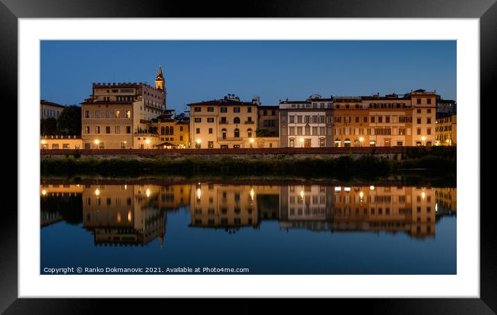 Florence, river Arno Framed Mounted Print by Ranko Dokmanovic