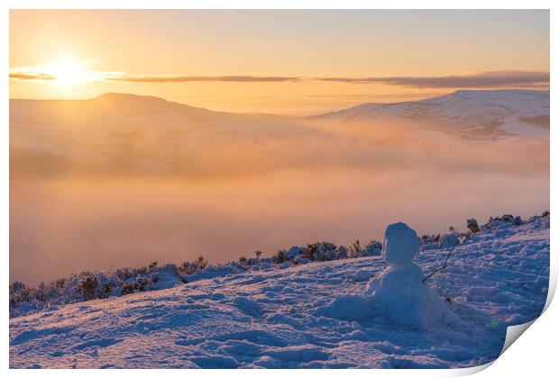 snowman on Lantern Pike Print by John Finney