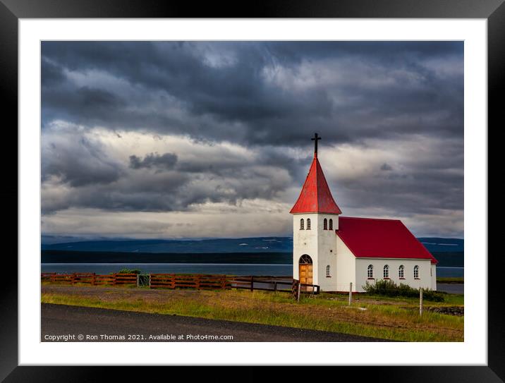 Red Roofed Church, Iceland Framed Mounted Print by Ron Thomas