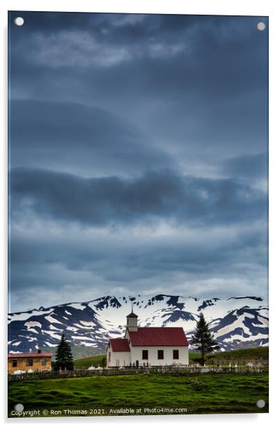 Small Icelandic Church Acrylic by Ron Thomas