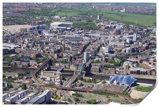 Newcastle and Gateshead from above Print by mick vardy