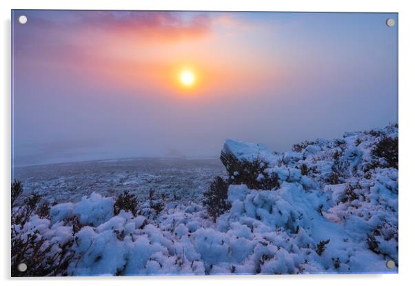 Winter Sunrise from Lantern Pike in Derbyshire Acrylic by John Finney