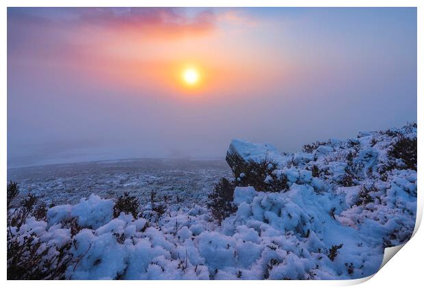 Winter Sunrise from Lantern Pike in Derbyshire Print by John Finney