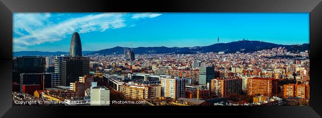 Panoramic cityscape of Barcelona, Catalonia, Spain, Europ Framed Print by Mehul Patel