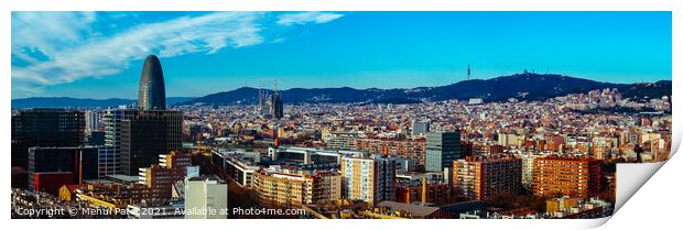 Panoramic cityscape of Barcelona, Catalonia, Spain, Europ Print by Mehul Patel