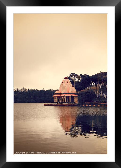 Toned image of Hindu temple by volcanic crater lake of Grand Bassin, also known as 'Ganga Talao' or 'Ganges Lake', Mauritius, Africa Framed Mounted Print by Mehul Patel