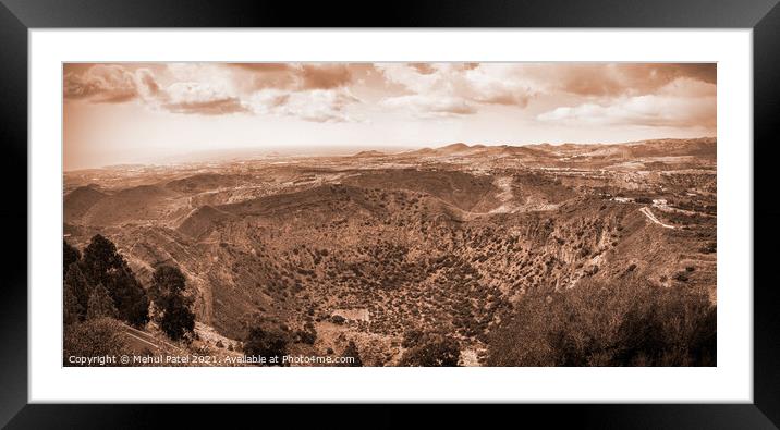 Tinted panoramic shot of Caldera de Bandama, volcanic crater on  Framed Mounted Print by Mehul Patel