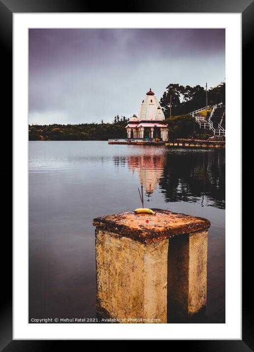 Hindu temple by volcanic crater lake of Grand Bassin, also known as 'Ganga Talao' or 'Ganges Lake', Mauritius, Africa Framed Mounted Print by Mehul Patel