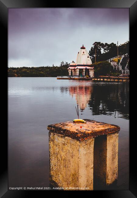 Hindu temple by volcanic crater lake of Grand Bassin, also known as 'Ganga Talao' or 'Ganges Lake', Mauritius, Africa Framed Print by Mehul Patel