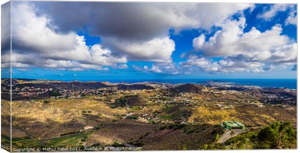 Panoramic viewpoint from Bandama across to Las Palmas de Gran Canaria Canvas Print by Mehul Patel