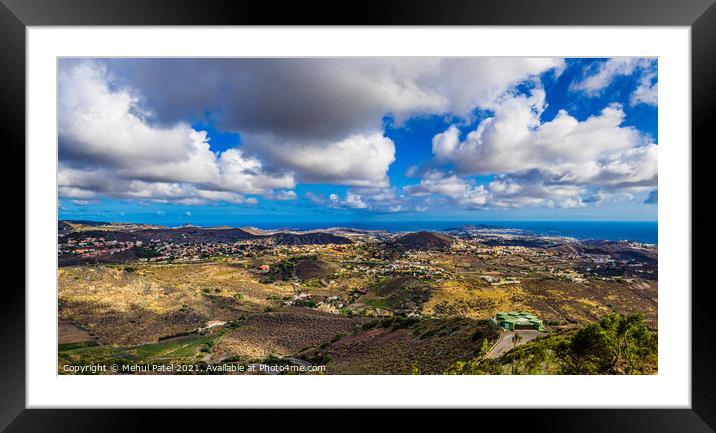 Panoramic viewpoint from Bandama across to Las Palmas de Gran Canaria Framed Mounted Print by Mehul Patel