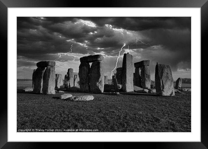 Stonehenge Strike Framed Mounted Print by Tracey Turner