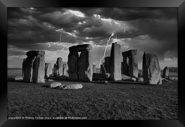 Stonehenge Strike Framed Print by Tracey Turner