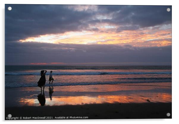 Sunset at Piha - 5 Acrylic by Robert MacDowall