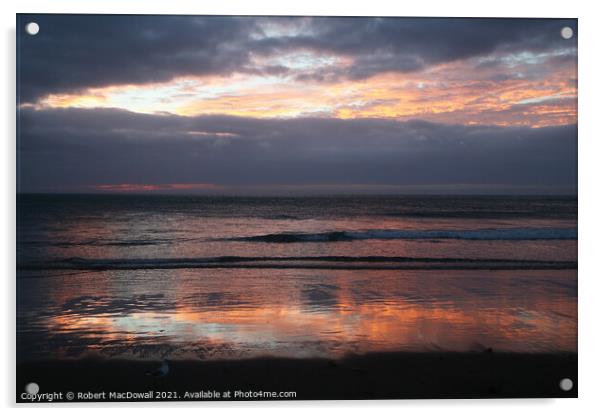 Sunset at Piha - 6 Acrylic by Robert MacDowall