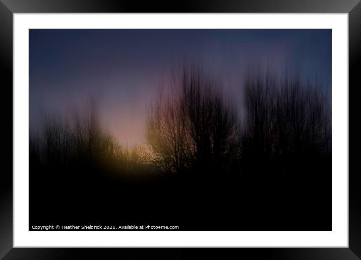 ICM Sunset with Tree Silhouettes Framed Mounted Print by Heather Sheldrick