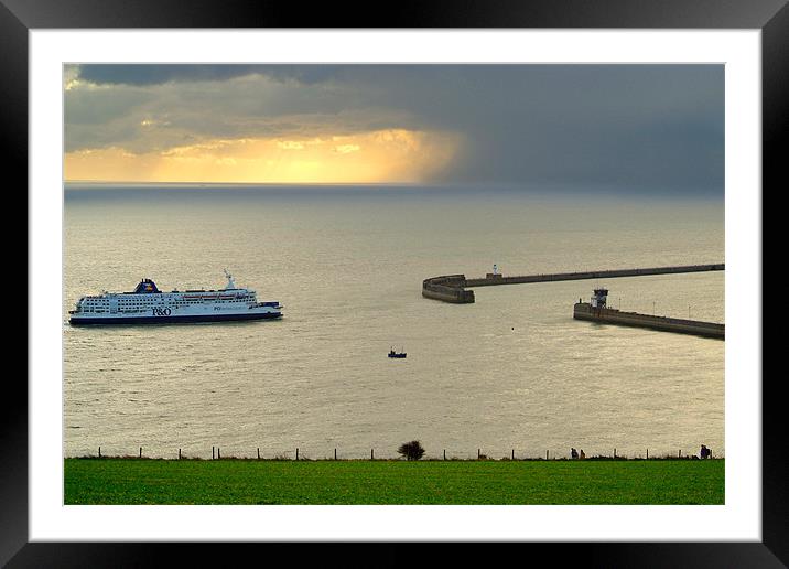 Ferry Approaching England Framed Mounted Print by Serena Bowles