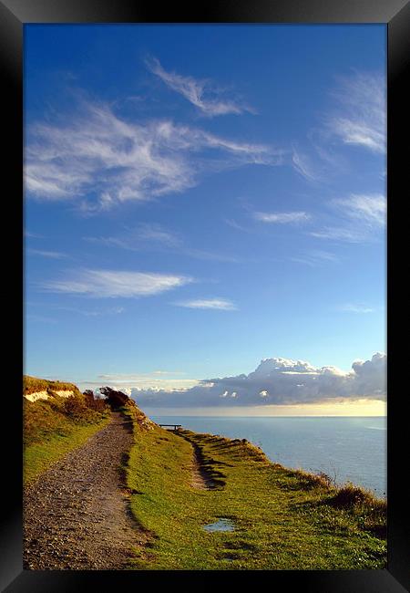 Blue Skies over the White Cliffs of Dover Framed Print by Serena Bowles