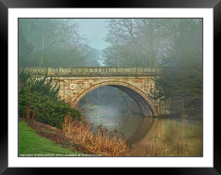 Winter foggy reflections at Lion Bridge Framed Mounted Print by ROS RIDLEY