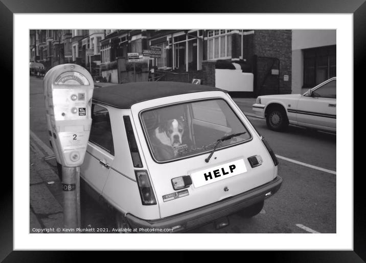 Worried car passenger looking at the parking meter Framed Mounted Print by Kevin Plunkett
