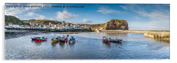 Staithes Harbour Panorama. Acrylic by Steve Whitham