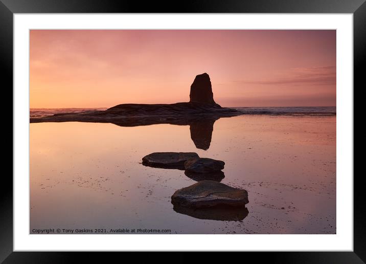 Golden Light, Saltwick Bay Framed Mounted Print by Tony Gaskins