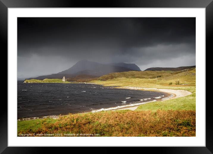 Ardvreck Castle, White Sands and Loch Assynt Framed Mounted Print by Heidi Stewart
