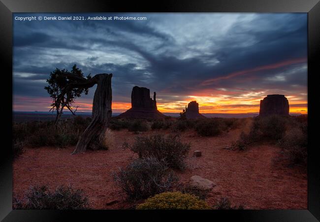 Sunrise at Monument Valley, Utah-Arizona border  Framed Print by Derek Daniel