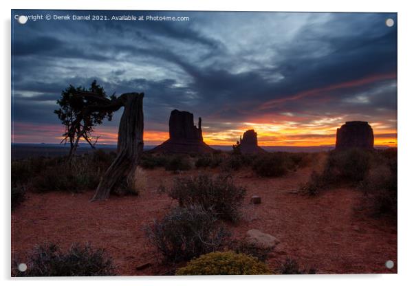 Sunrise at Monument Valley, Utah-Arizona border  Acrylic by Derek Daniel