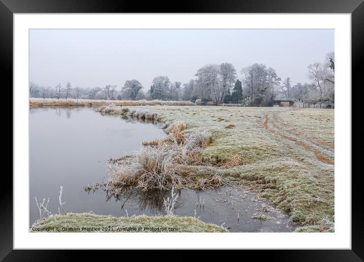 Frosty Riverbank Framed Mounted Print by Graham Prentice