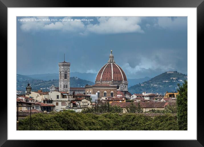 Florence surrounded by countryside Framed Mounted Print by Kevin White